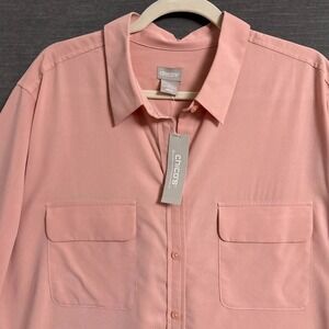 NEW Chicos Top 4 XXL 20/22 Easy Shirt Silky Soft Button Up Casual Career Tunic